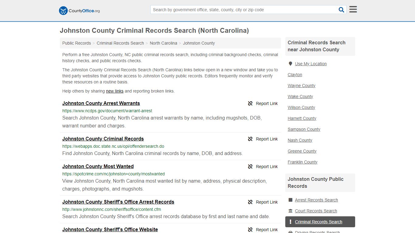 Johnston County Criminal Records Search (North Carolina) - County Office